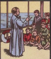 Para asistir a los migrantes durante la travesía, se formó un grupo de capellanes de a bordo. Instruían, bautizaban, celebraban matrimonios...